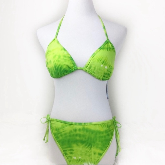 Hoopa Lime Green Tie-Dye Triangle Bikini Size XL - Picture 5 of 15